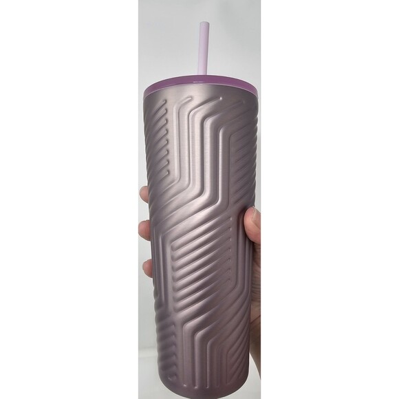 NEW 2025 Starbucks Soft Rose Soft Touch Geometric Stainless Steel 24oz Cold Cup - Picture 4 of 6